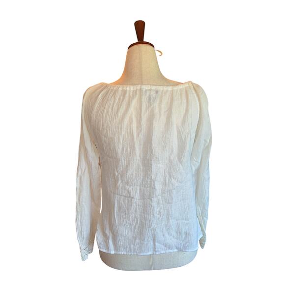 Vintage Ralsey White Embroidered Peasant Blouse Boho Long Sleeve Top Size M - Picture 4 of 9